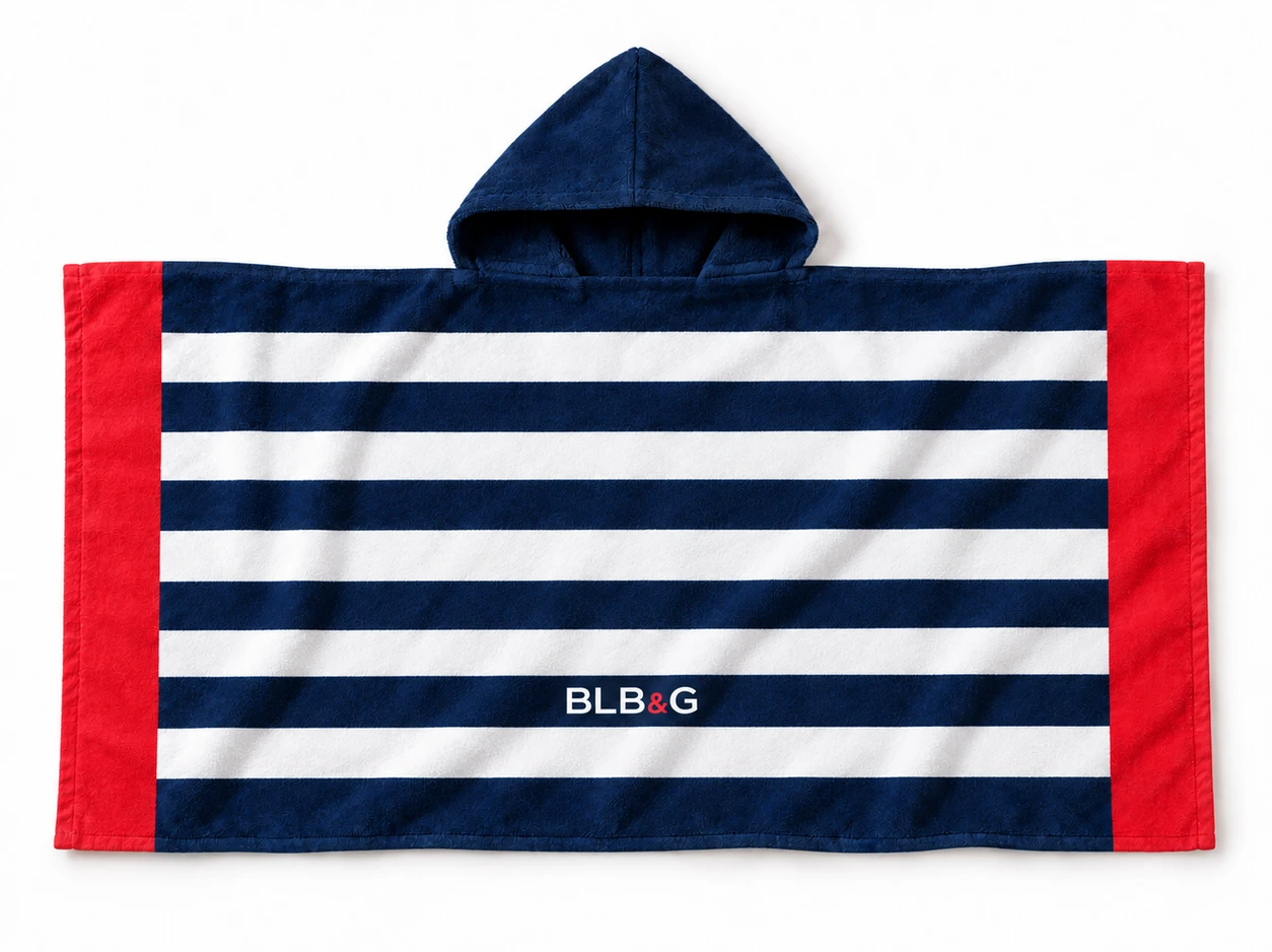 BLB&G striped hooded towel