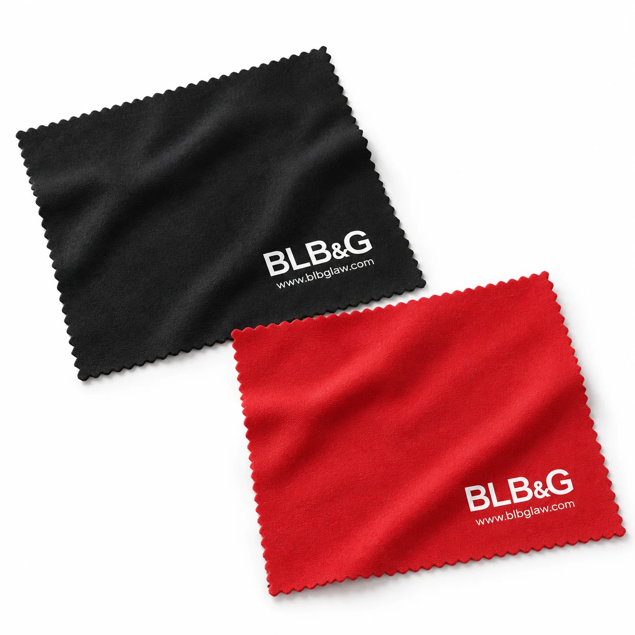 BLB&G black and red branded cleaning cloths