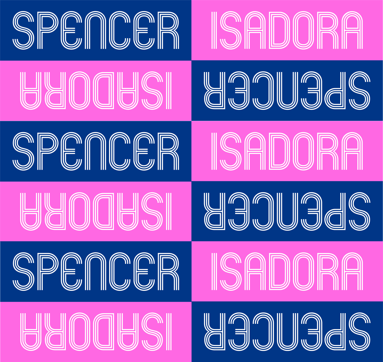 Isa and Spencer repeating navy and pink name pattern