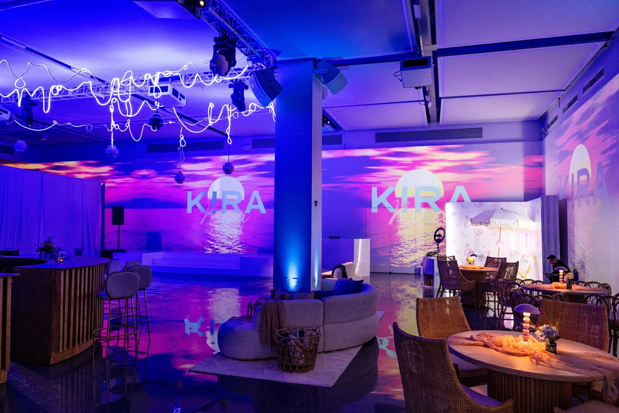 Kira event identity displayed throughout the celebration