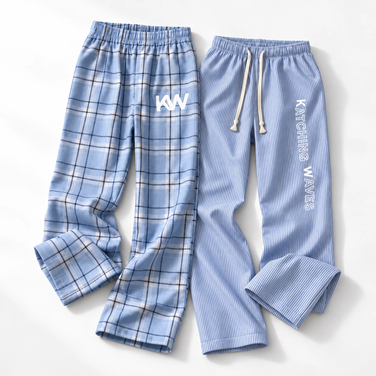 Kira plaid and blue lounge pants