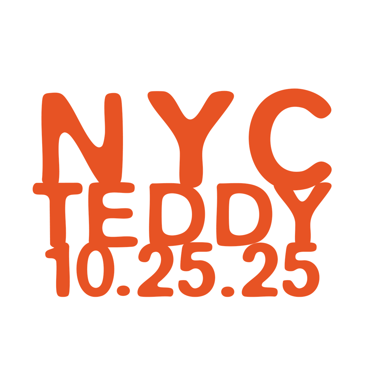 Teddy orange NYC lettering and event date