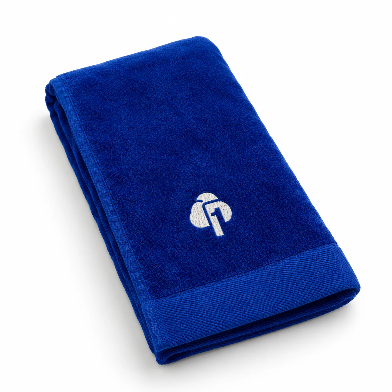 P1 Technologies embroidered blue towel