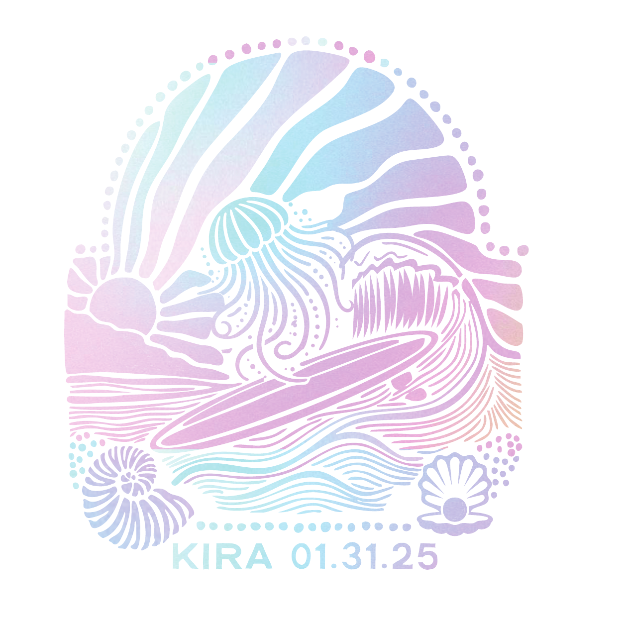 Kira Logo 08 in coastal blue and pink