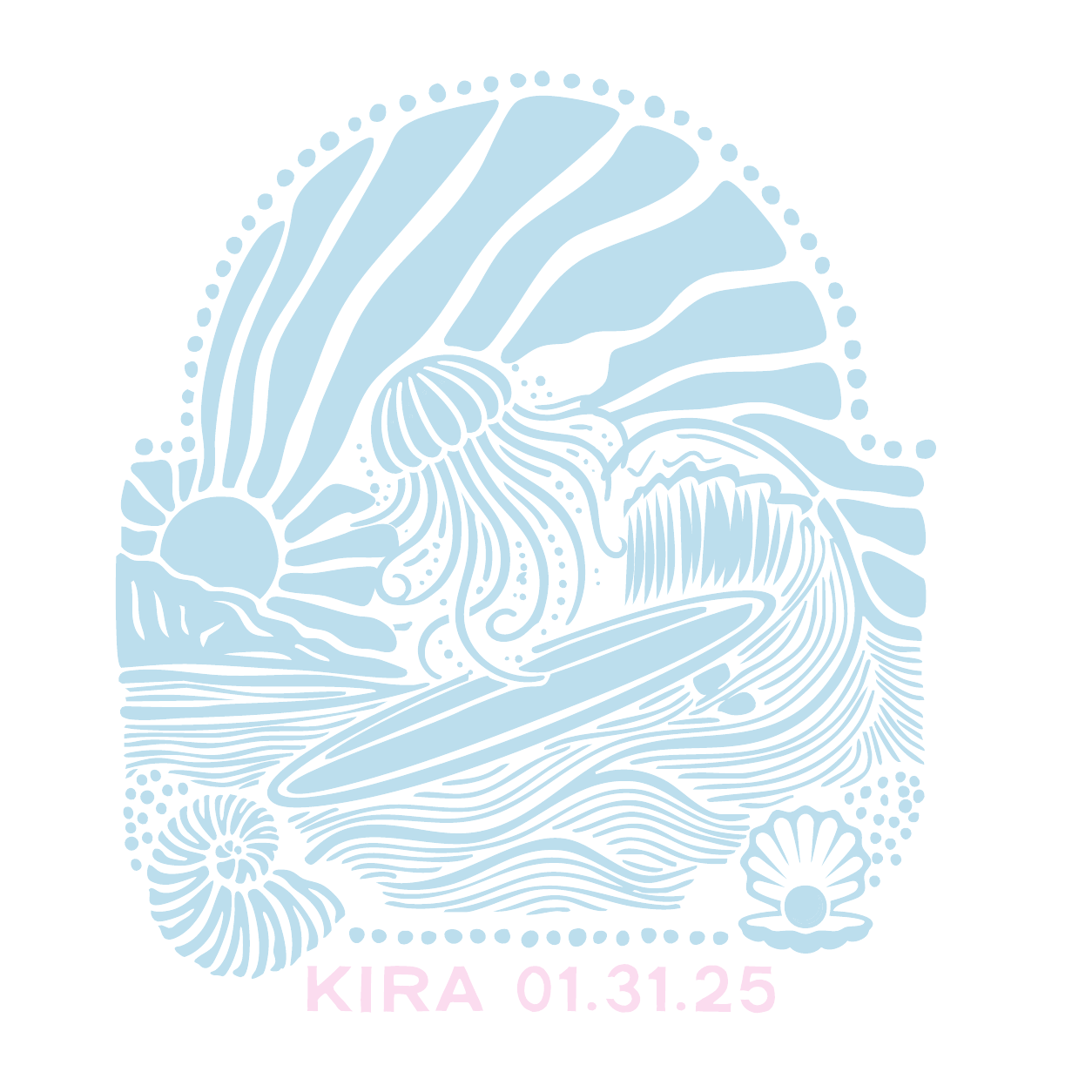 Kira Logo 09 in coastal blue and pink
