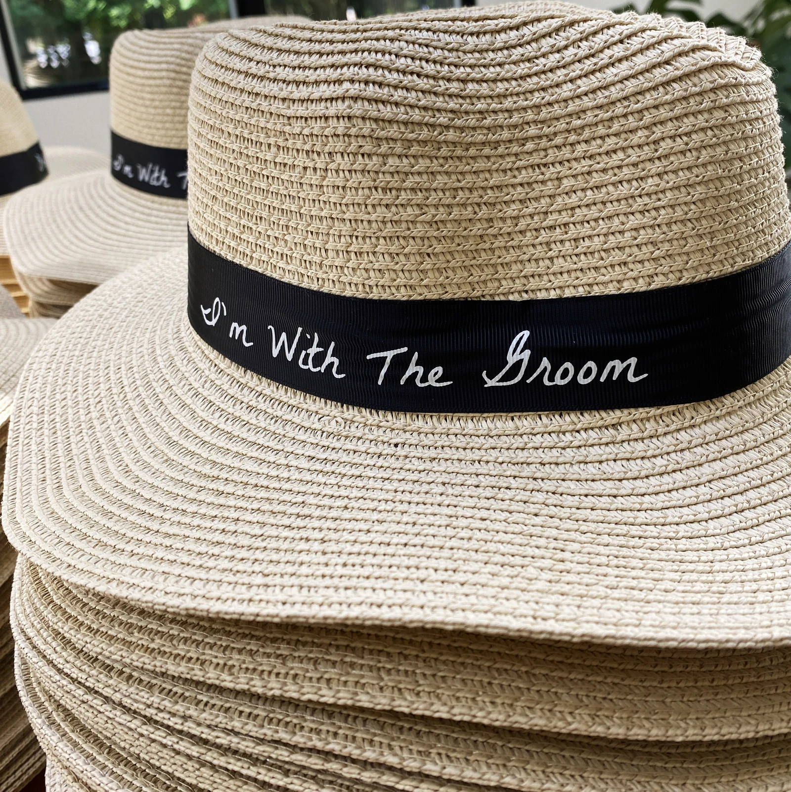 Ben & Leo’s Wedding: Personalized straw hats