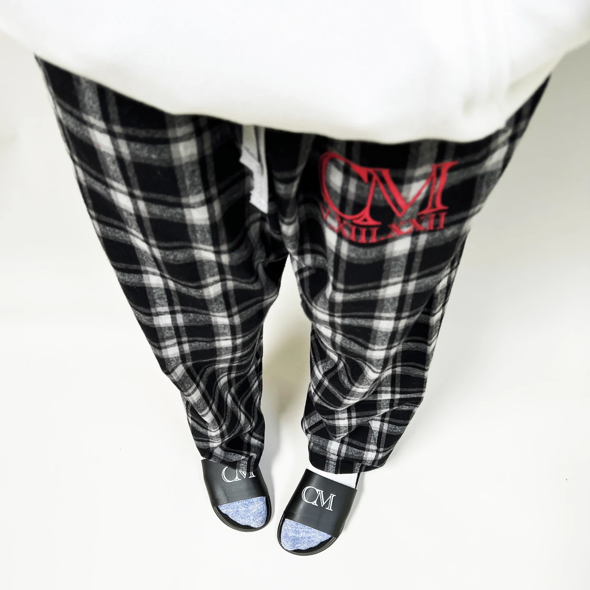 Cate plaid pants monogram detail