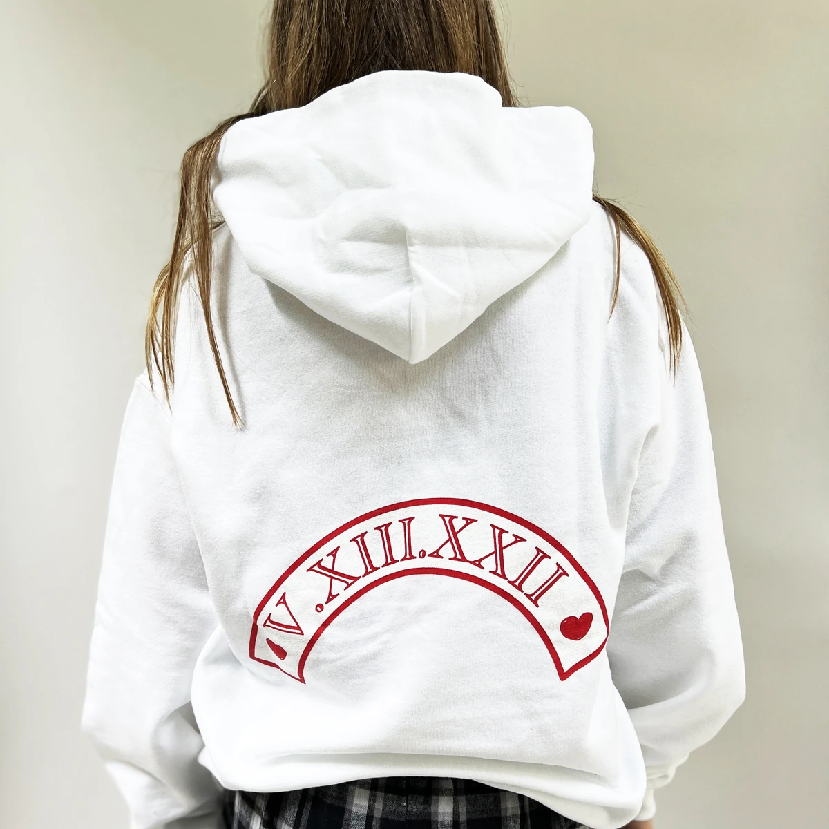 Cate white hoodie back detail