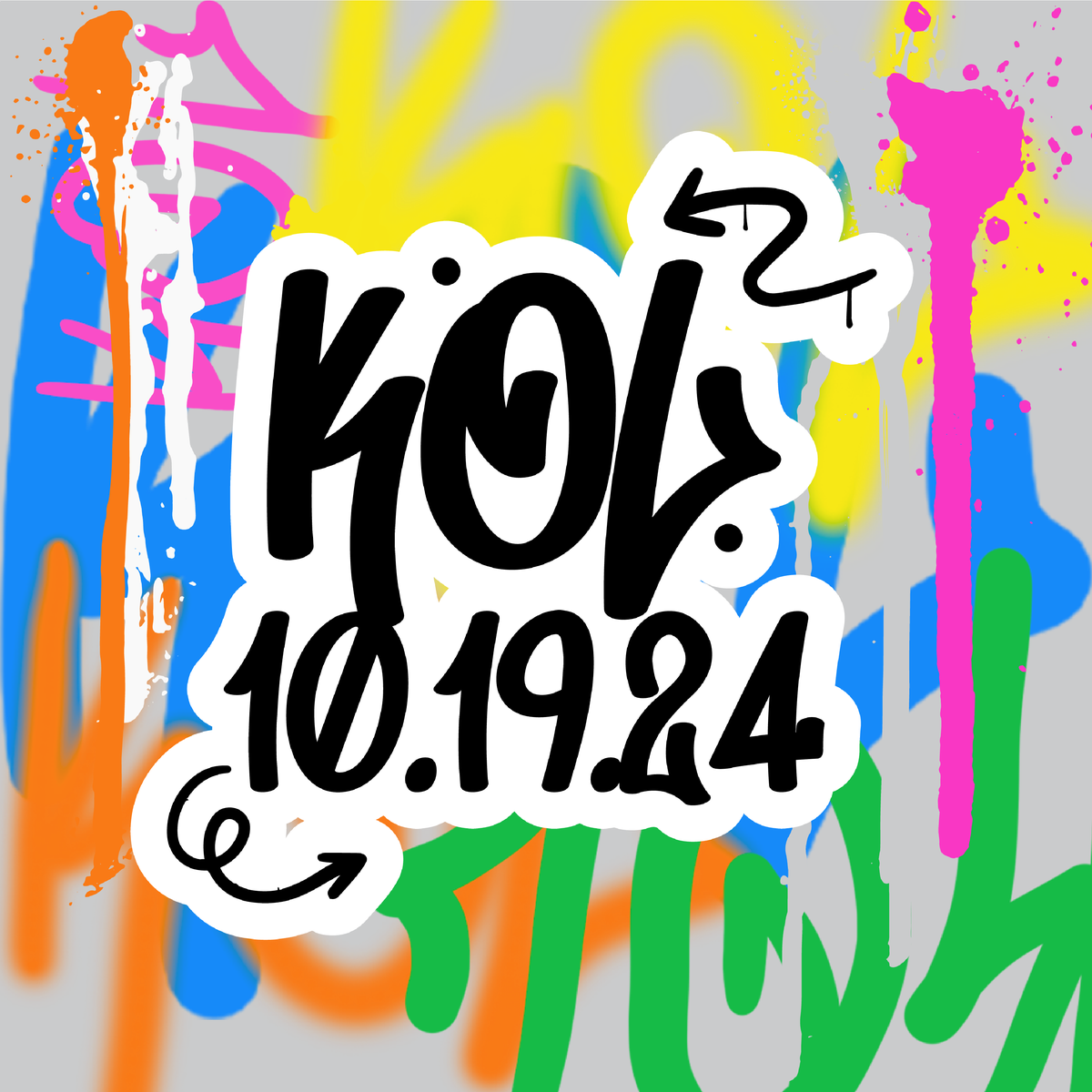Kol date logo over colorful graffiti