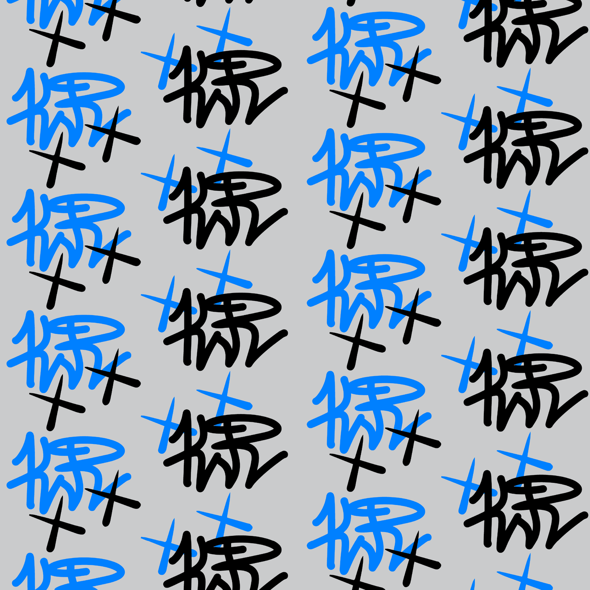 Kol blue and black monogram pattern