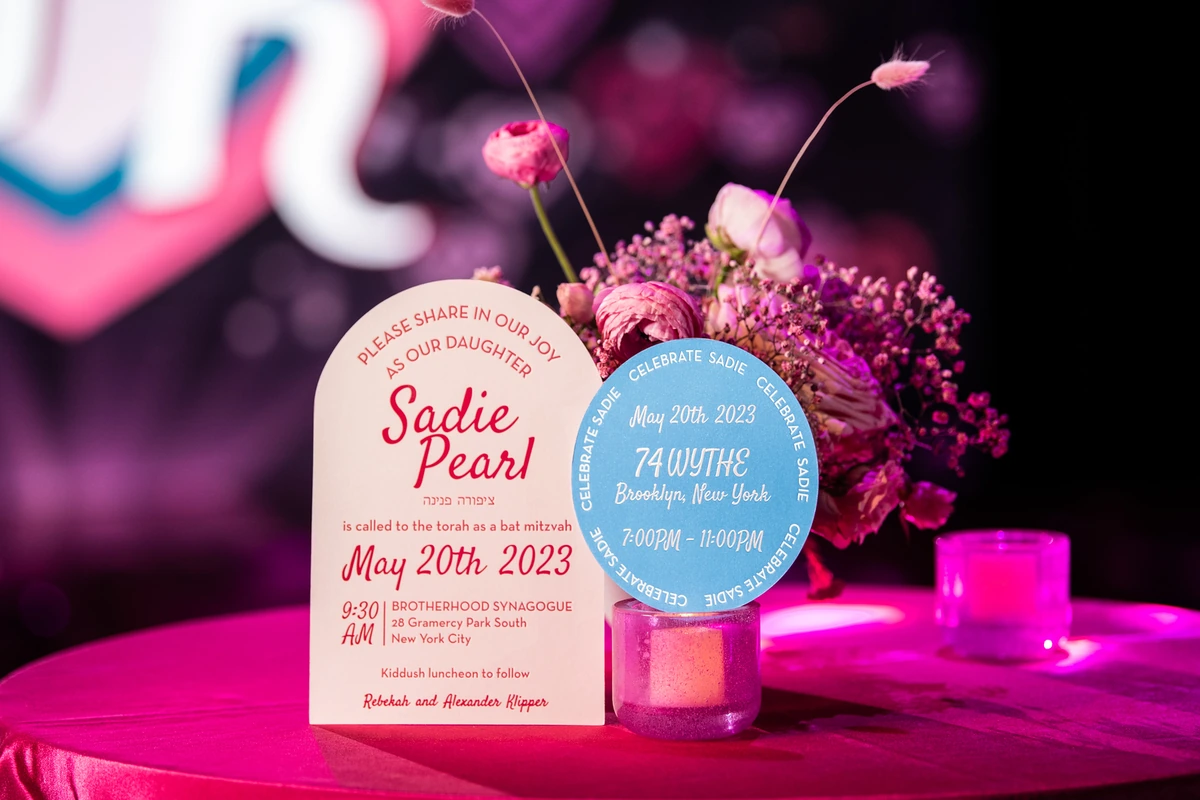 Sadie pink and blue invitation details