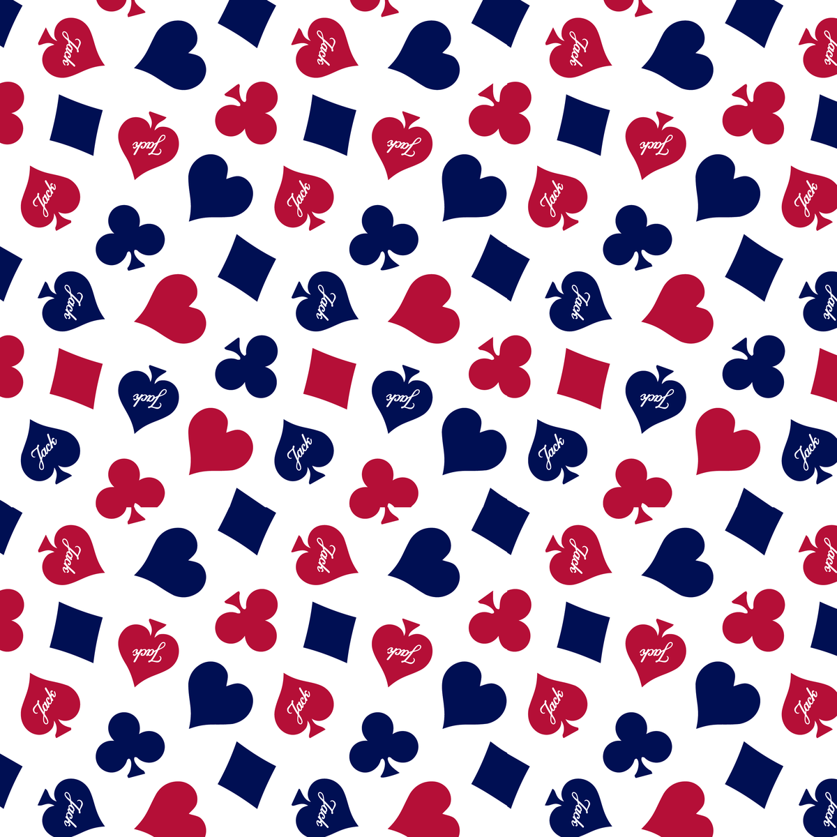 Jack red and navy playing-card suit pattern