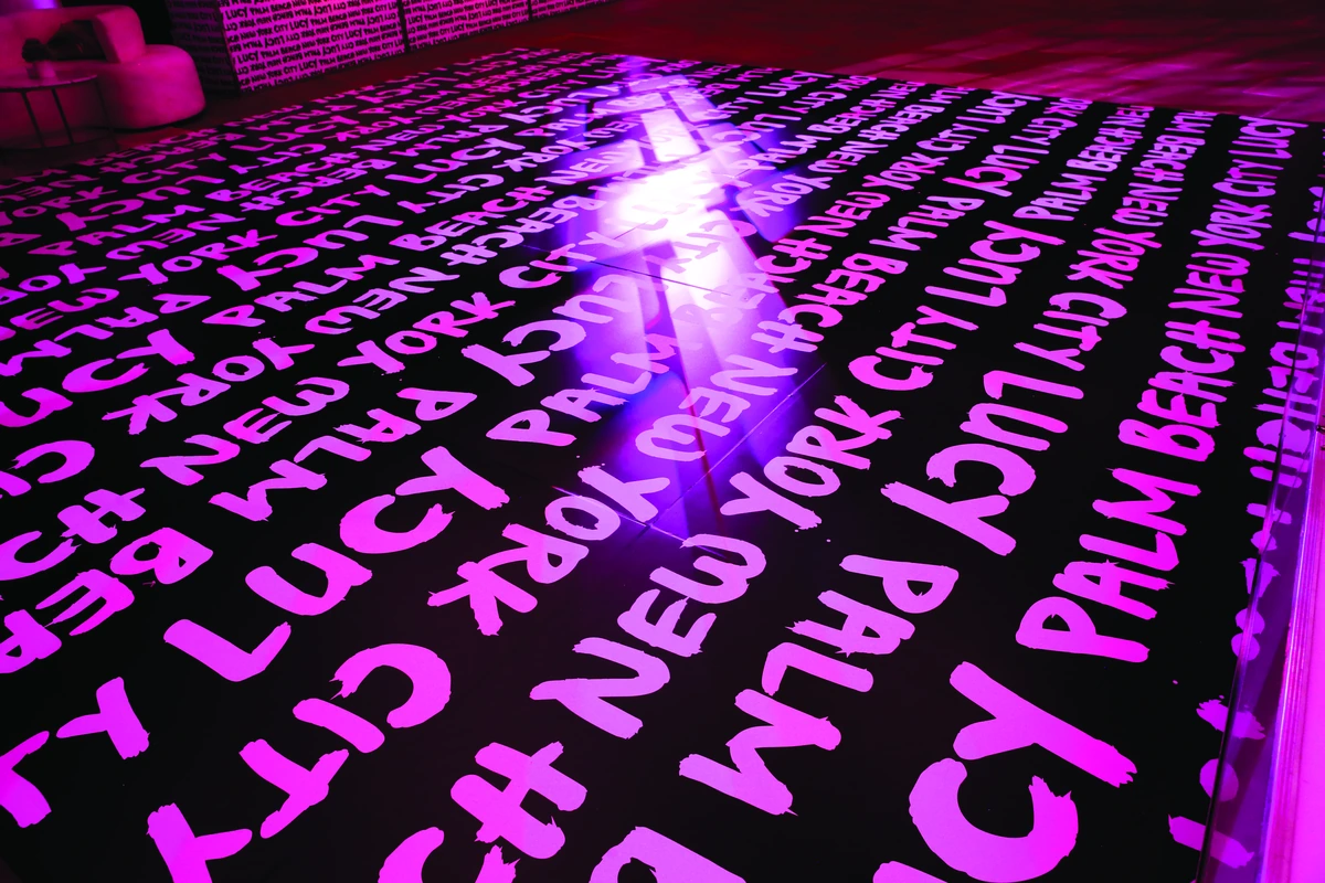 Lucy pink New York City dance-floor lettering