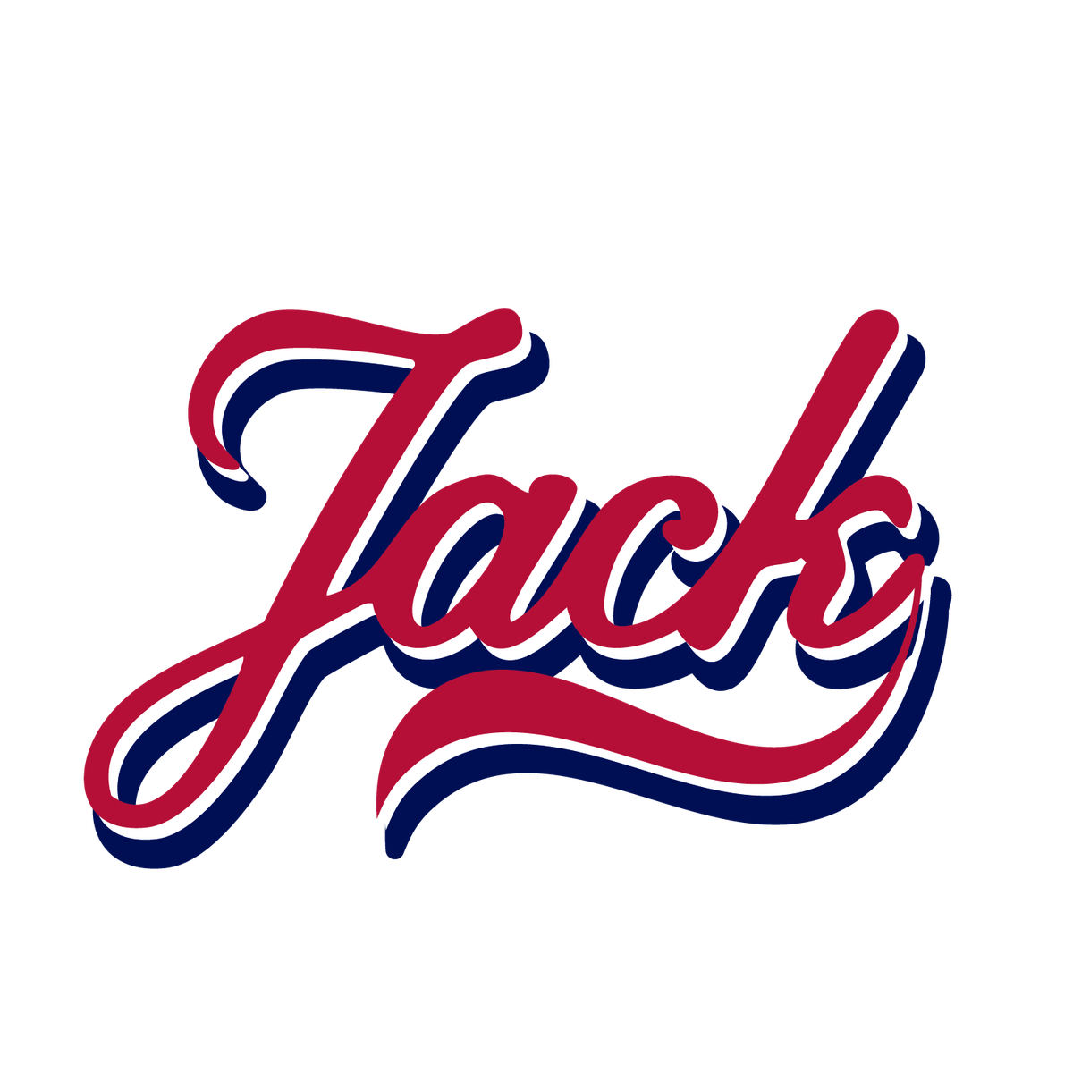 Jack red and navy script logo