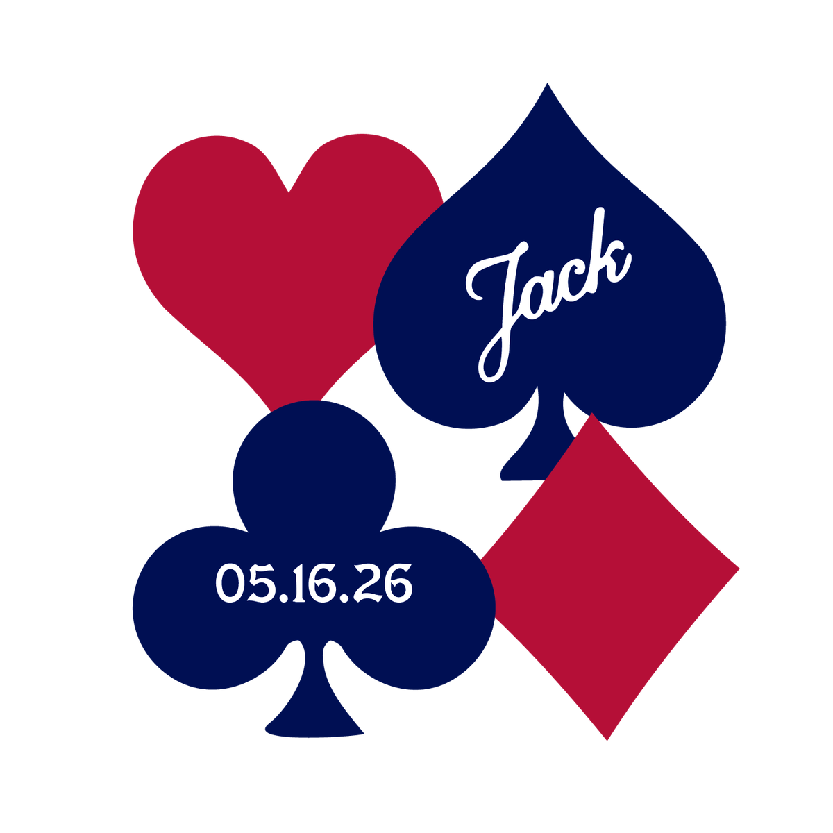 Jack playing-card suits and date