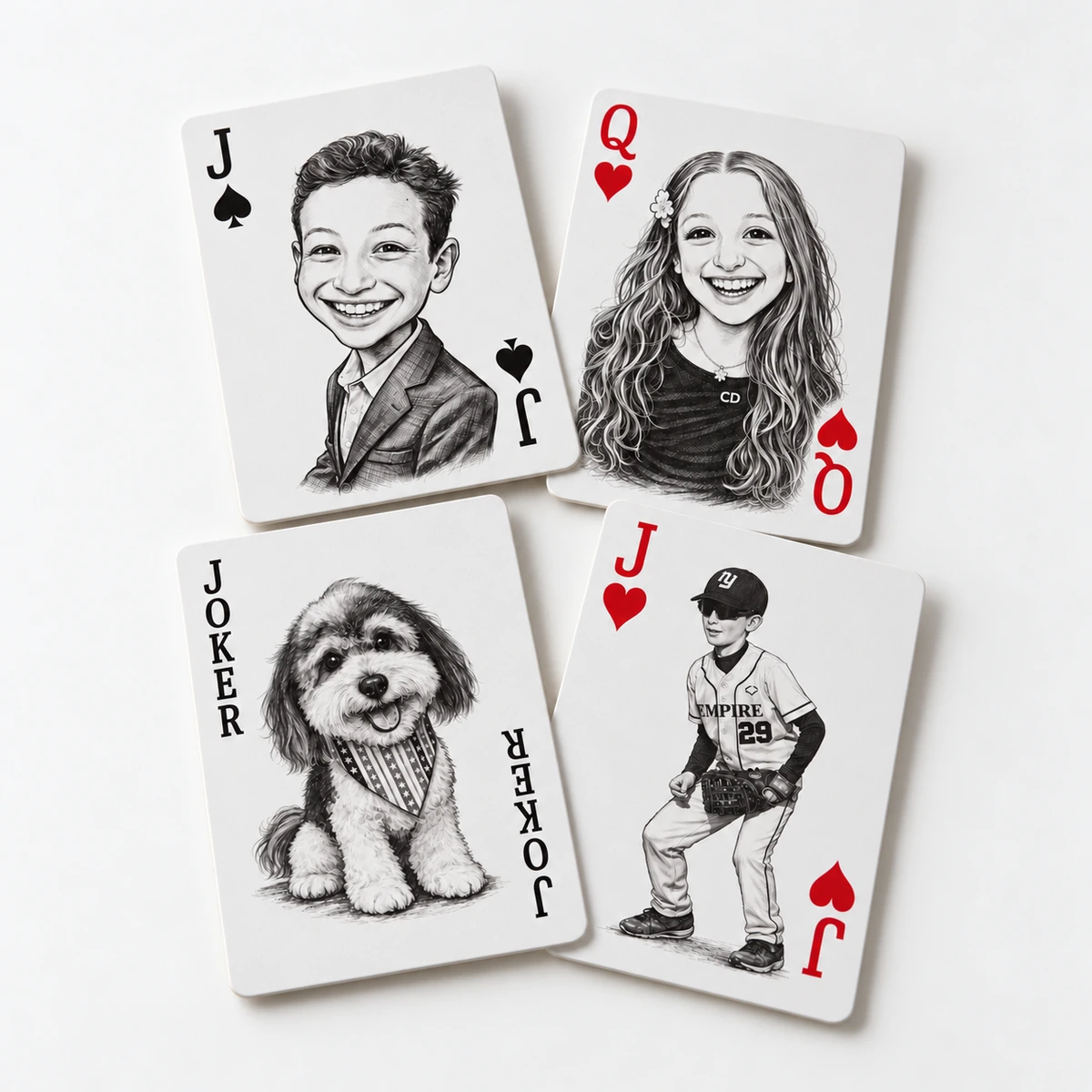 Jack four custom caricature playing cards