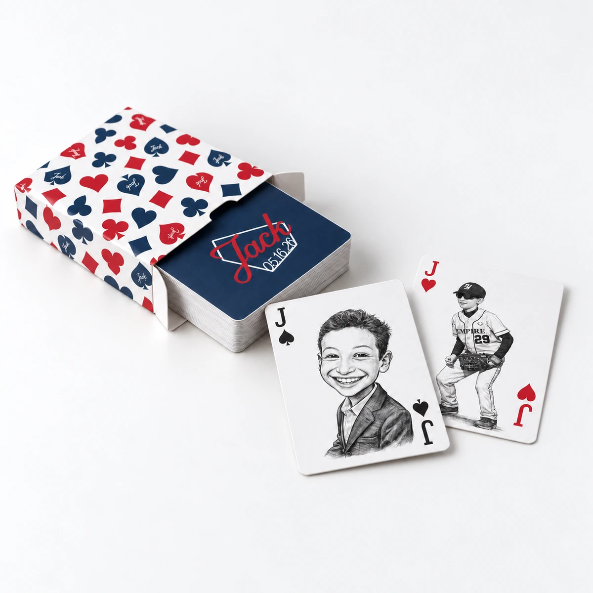 Jack custom playing-card box and opened deck