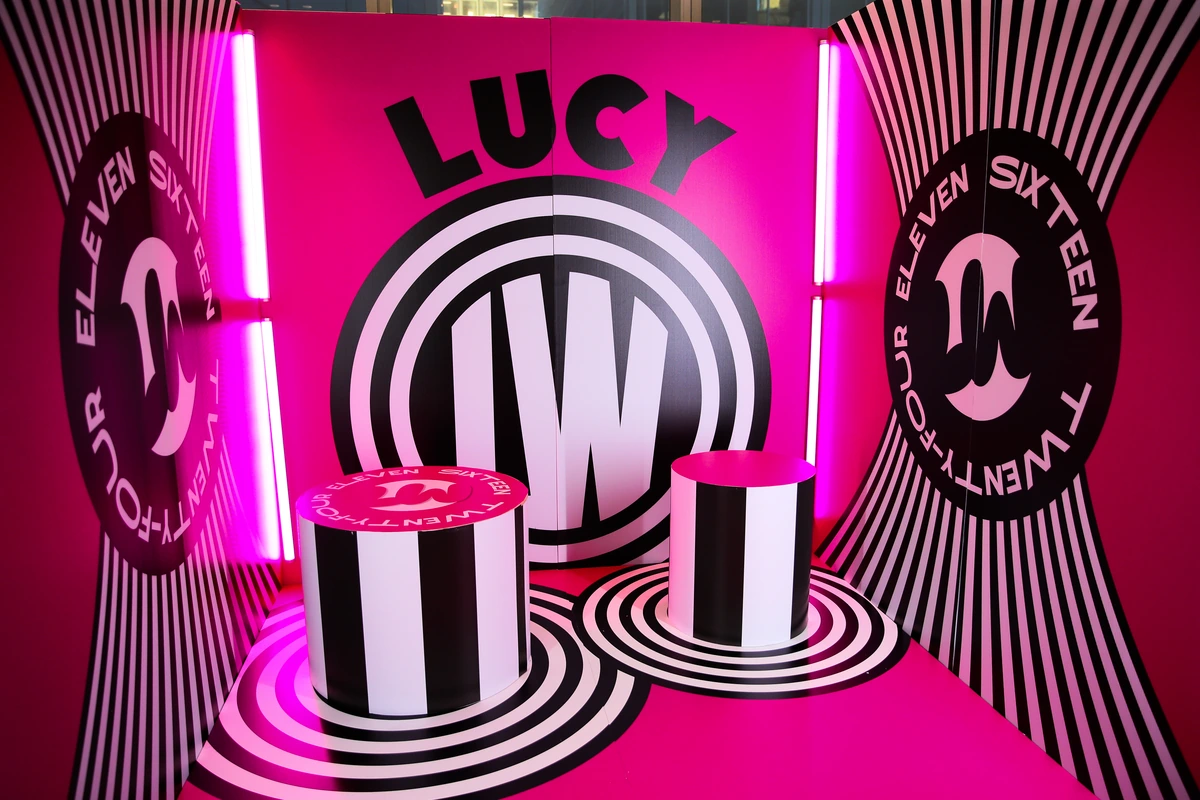 Lucy black and white striped display installation