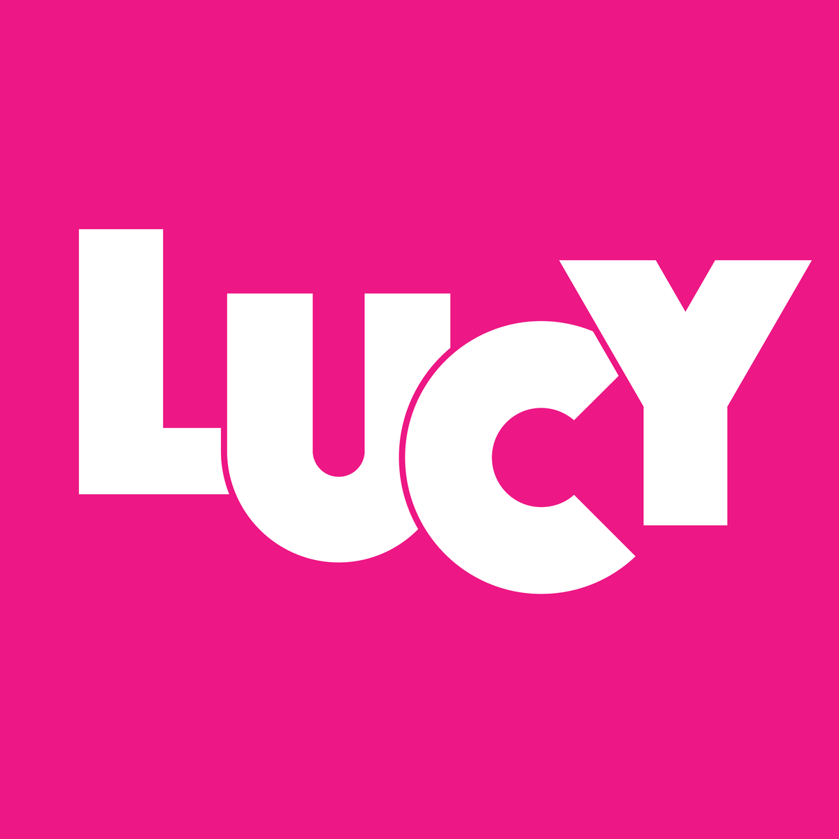 Lucy white lettering on pink