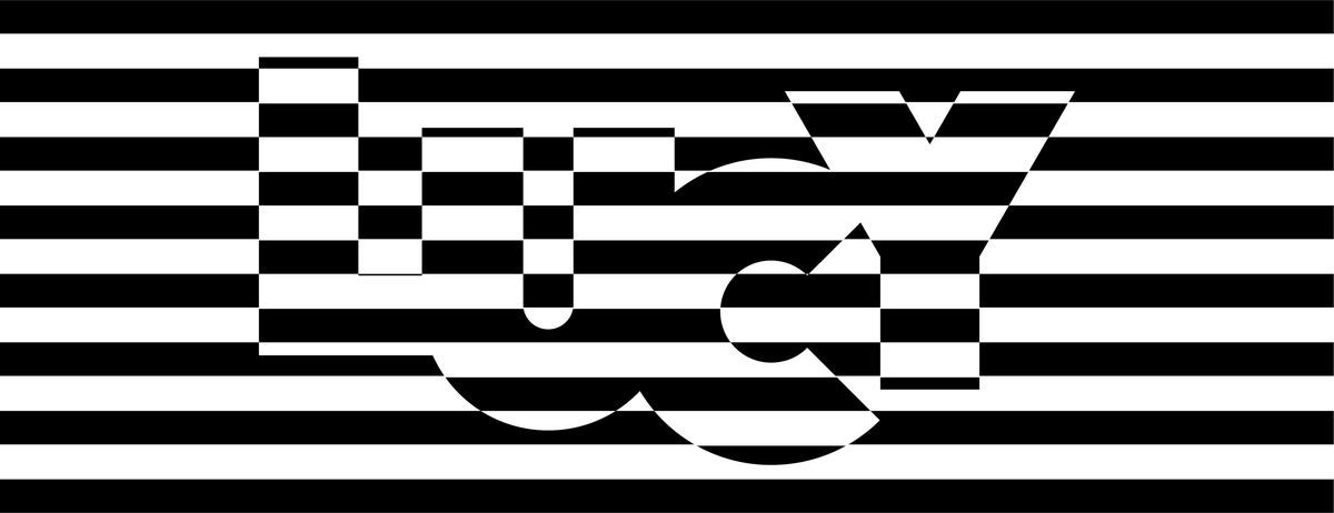 Lucy black striped lettering