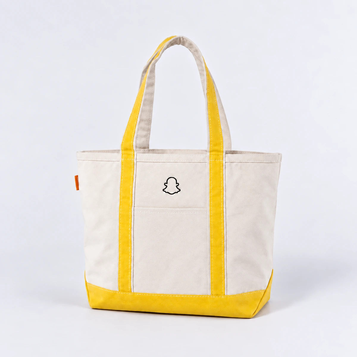 Snapchat canvas tote with yellow trim