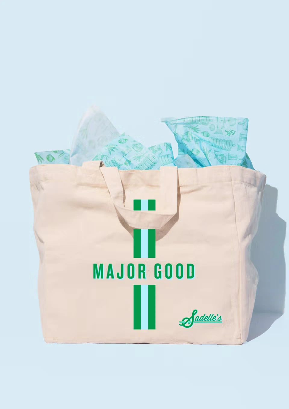 Major Food Group canvas tote and turquoise tissue