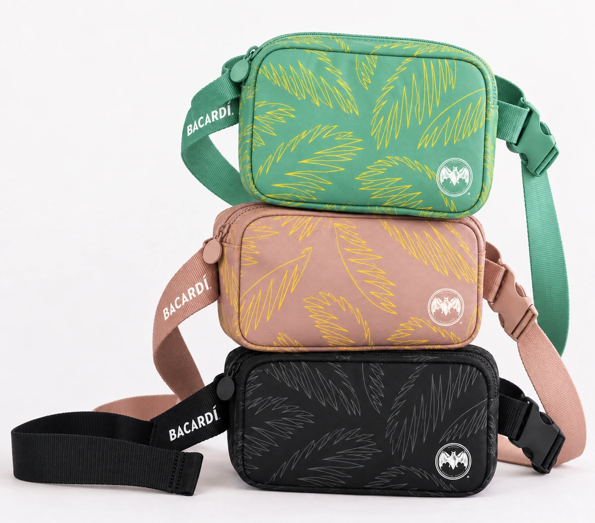 Bacardi waist bags in mint, blush and black